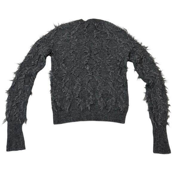 3.1 Phillip Lim Destroyed Diamond Fringe Sweater Mohair Wool Blend Gray Small - Picture 7 of 9